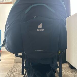 Deuter Kid Comfort Pro Child Carrier Backpack - Navy with Teal Trim